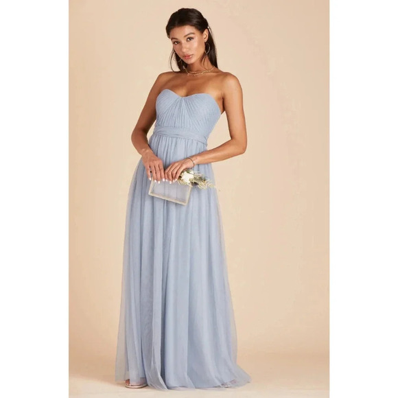 NWT Birdy Grey Christina Convertible Maxi Dress Sweetheart Tulle Dusty Blue M - Picture 4 of 8